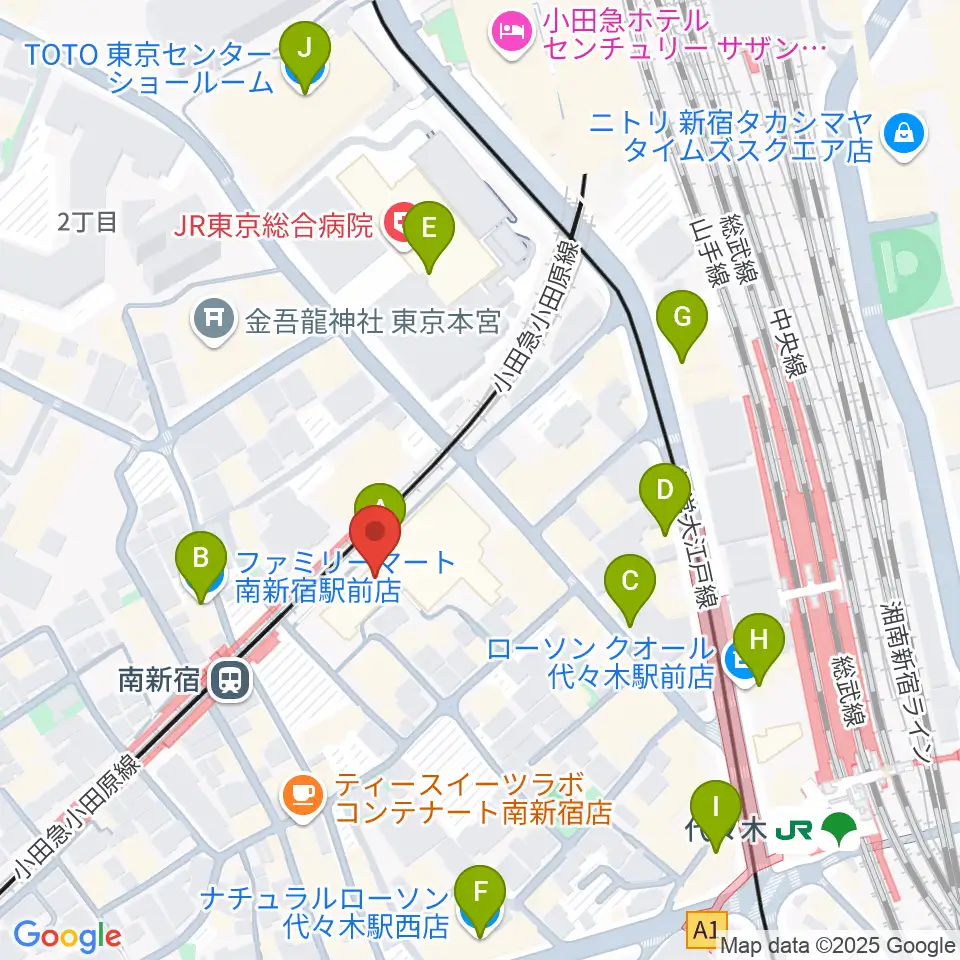 山野ホール周辺のコンビニエンスストア一覧地図