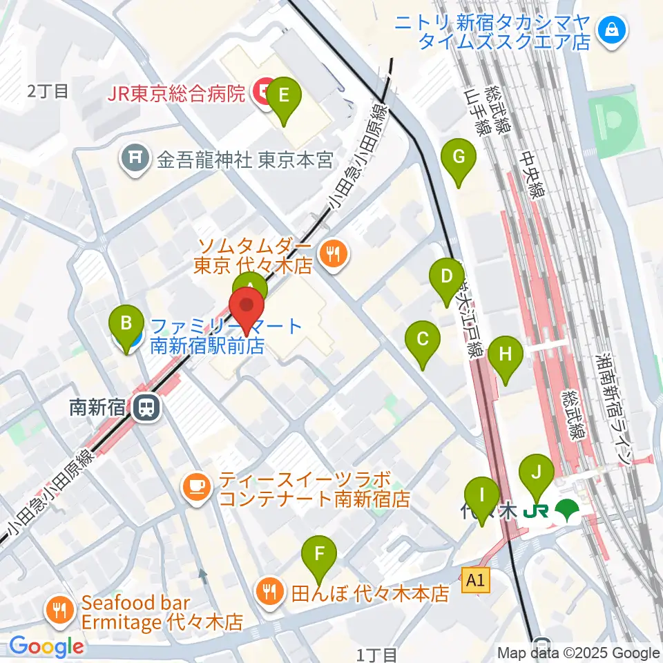 山野ホール周辺のコンビニエンスストア一覧地図