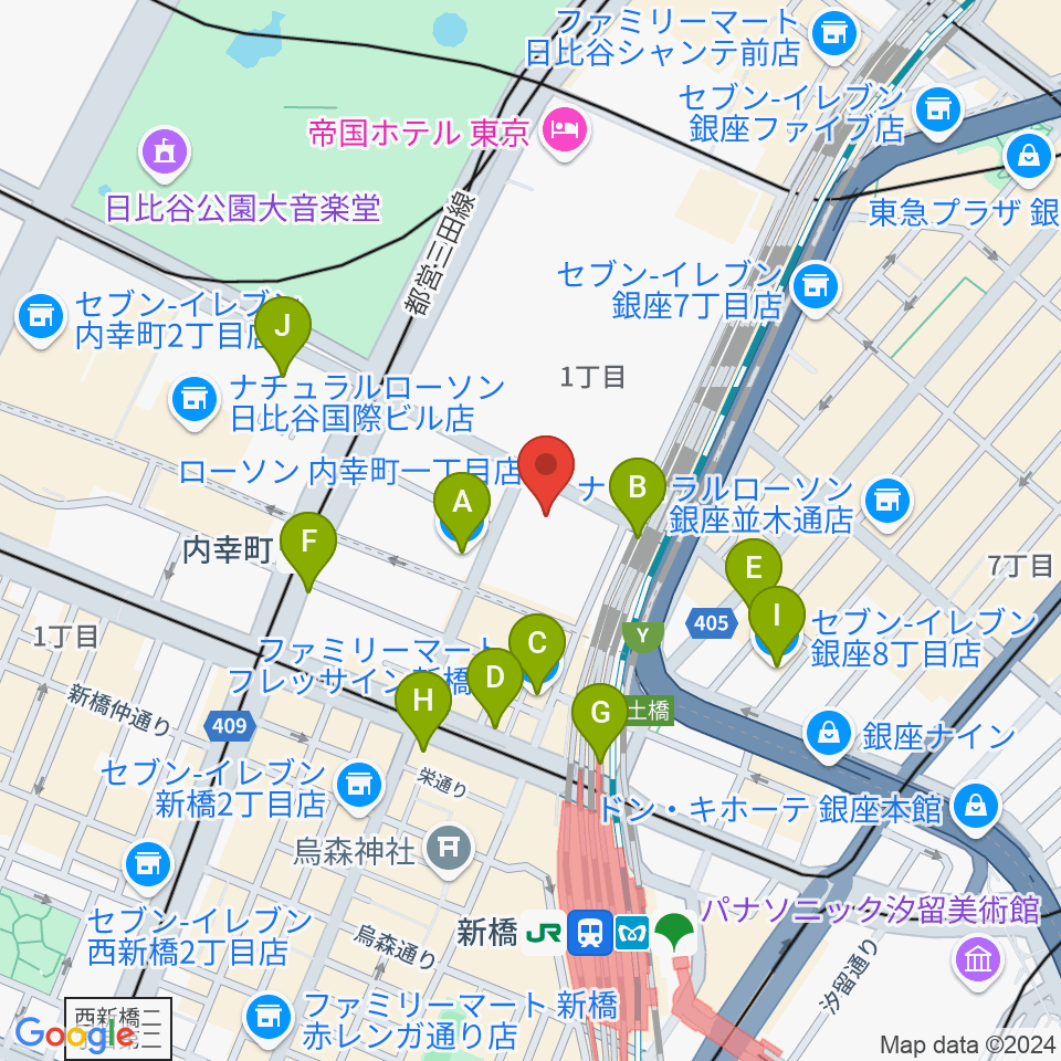 千代田区立内幸町ホール周辺のコンビニエンスストア一覧地図