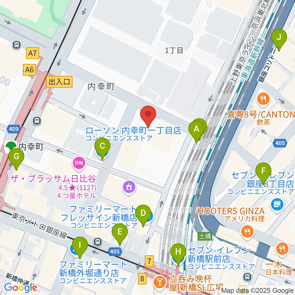 千代田区立内幸町ホール周辺のコンビニエンスストア一覧地図