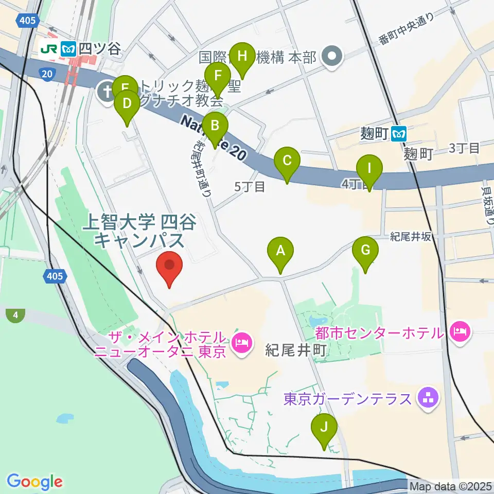 紀尾井ホール周辺のコンビニエンスストア一覧地図