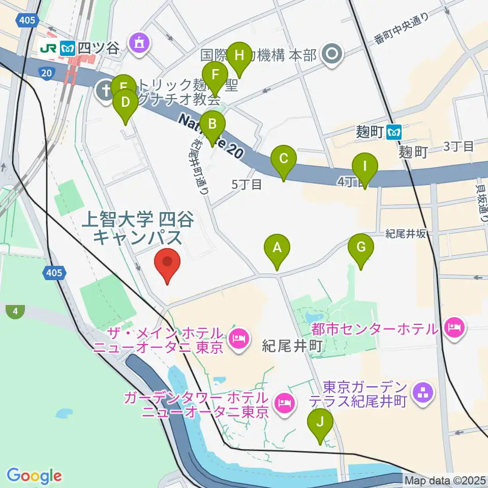 紀尾井ホール周辺のコンビニエンスストア一覧地図