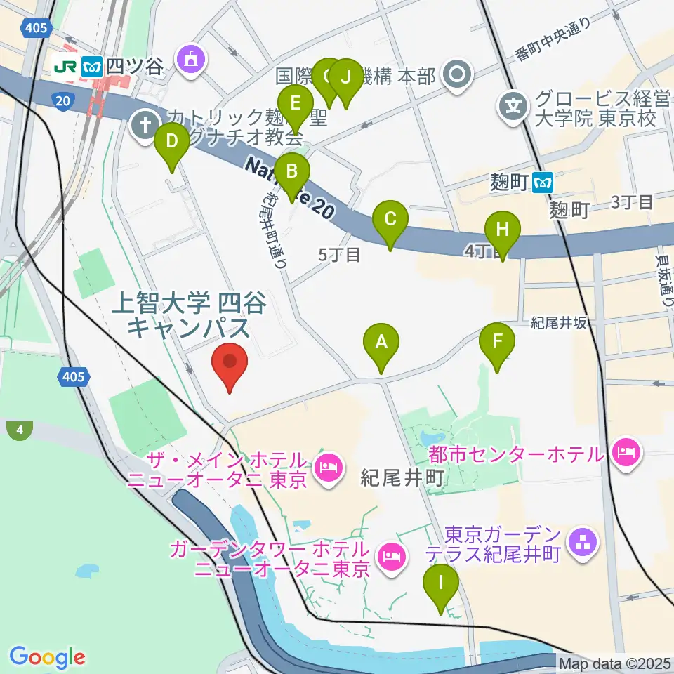 紀尾井ホール周辺のコンビニエンスストア一覧地図
