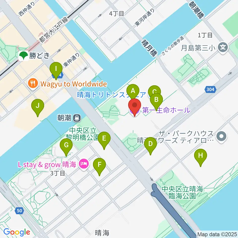 第一生命ホール周辺のコンビニエンスストア一覧地図