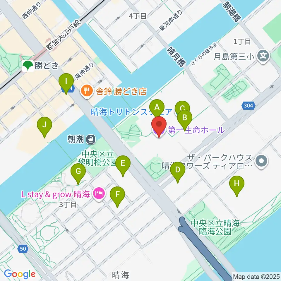第一生命ホール周辺のコンビニエンスストア一覧地図