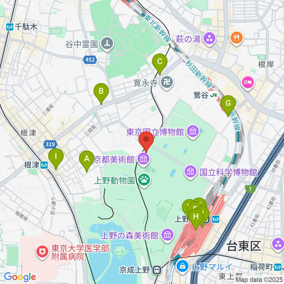 旧東京音楽学校奏楽堂周辺のコンビニエンスストア一覧地図