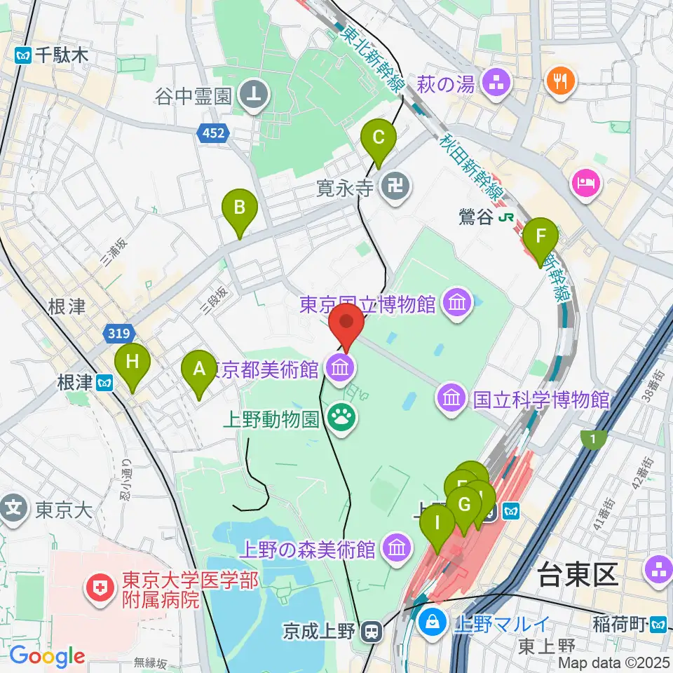 旧東京音楽学校奏楽堂周辺のコンビニエンスストア一覧地図